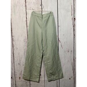 NWT & Other Stories HR Wide Leg Linen Blend Trouser Pants Green Size 6